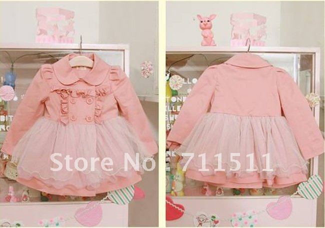 Free Shipping 5 Pcs/lot Cotton Baby Fashion Children Girl's Long Sleeve with Lace Design Dust Coat/Dress or Ourwear BC005 Trench