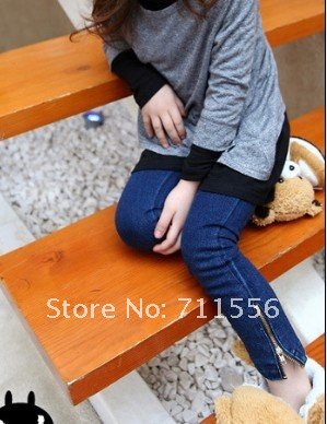 Free shipping 5 pcs/ lot Cute Kids good quality long baby girls leisure jeans trousers,size:5-13#