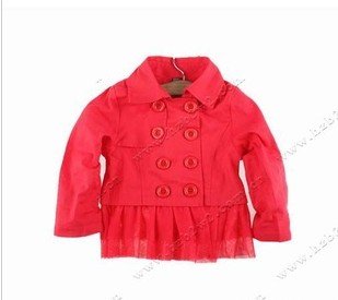 Free shipping  5 pcs/lot  Gilrs Coat. Children Clothing.  Fashion Style. Red and Orande.