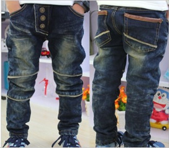 Free shipping (5 pieces/lot) Children's boy washed jeans Boy's pure color casual jeans boy pencil jeans