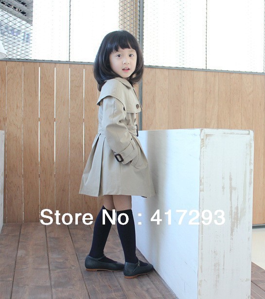 Free Shipping (5 pieces/lot) Cotton Children's Trench Coat /Girl's Fashion Trench Coat
