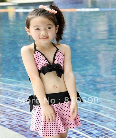 Free shipping (5 pieces/lot)NEW sexy bikini Pink round little girl bathing dress Wholesale & Retailsexy