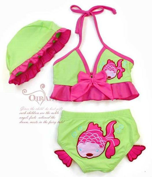 Free shipping 5 sets/lot,Kid's /girls' swimwear with fish separate suit wholesale, Hot Sell !