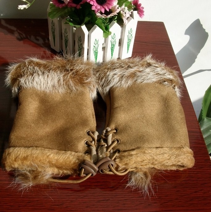 Free Shipping 5 winter rabbit fur berber fleece soft leather Women short design computer gloves Wholesale price