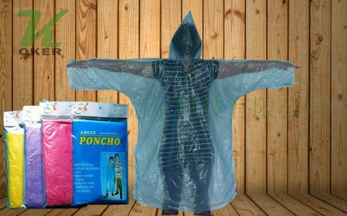Free shipping  50 PCS Blue Pink Yellow Disposable PE Rain Raincoat  PE Rain Poncho