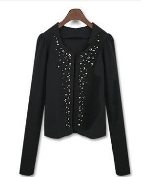Free Shipping, 5017 autumn women's new arrival rivet decoration slim long-sleeve spring and autumn small short jacket