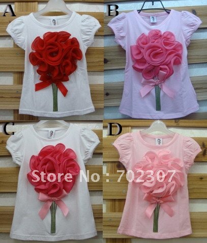 free shipping 50pcs/lot new styles, baby Short sleeveT-shirts, Girls Tee, children's top , B0031