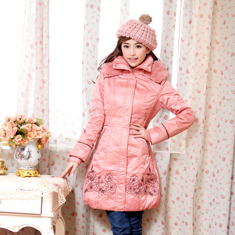 Free Shipping, 51030103 winter fashion jacquard long design slim gentlewomen wadded jacket