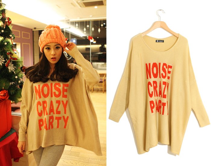 Free Shipping 5342 is loose batwing sleeve sweater computer knitted sweater shirt MY