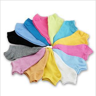 Free Shipping /5pairs Candy Colors 100% Cotton Womens Fashion Low Cut Ankle Socks 10 colors