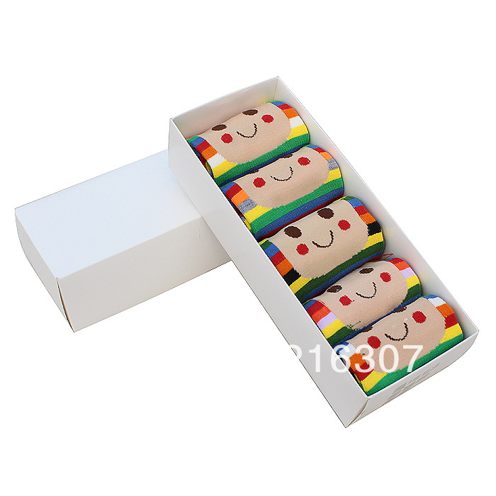 Free Shipping 5pairs/set Mushroom head smiley cartoon socks 100% cotton