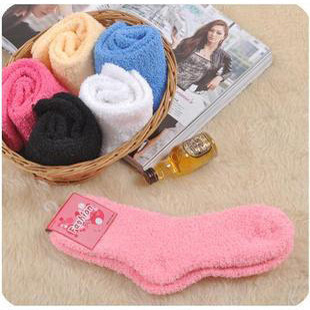 Free Shipping! 5pais/lot Lovely Solid Color Autumn and Winter Plush Floor Socks House Sleeping Socks