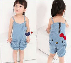 Free shipping 5pc/lot Fashion hello kitty Children suspender pants / overalls,Girls jumpsuit /clothes, KIds jeans