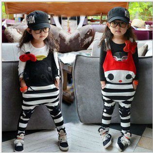 Free shipping 5pc/lot  fashion Red rabbit and black cat Cartoon Children overalls /  suspender trousers/ pants  Girls jumpuit