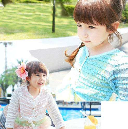 Free Shipping  5pc/lot Girl small Lace cardigan / outerwear ,Children cardigan / outerwear  ,Kids wear tops  white,blue