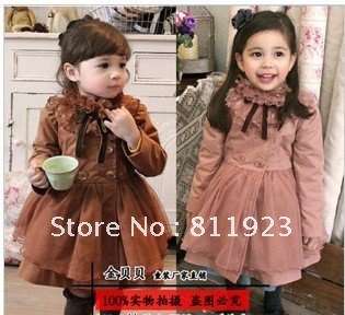 free shipping 5pcs 2012 Autumn children/baby/girl double-breasted coat/Windbreaker,girl fashion long sleeve clothing,Baby jacket