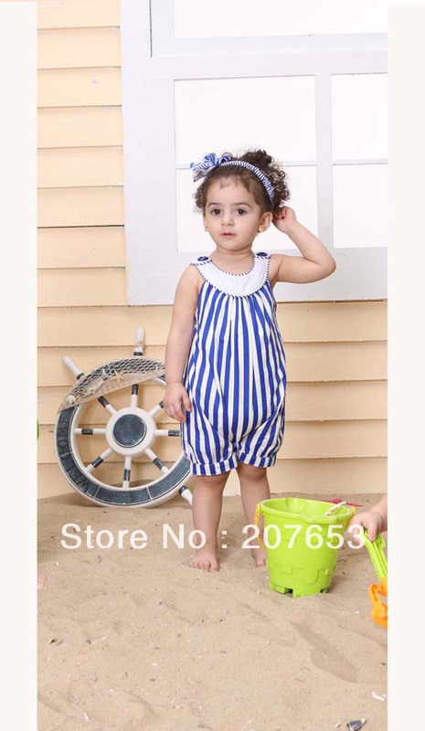 free shipping 5pcs /lot 100% cotton children clothing baby girls stripe overall bodysuit