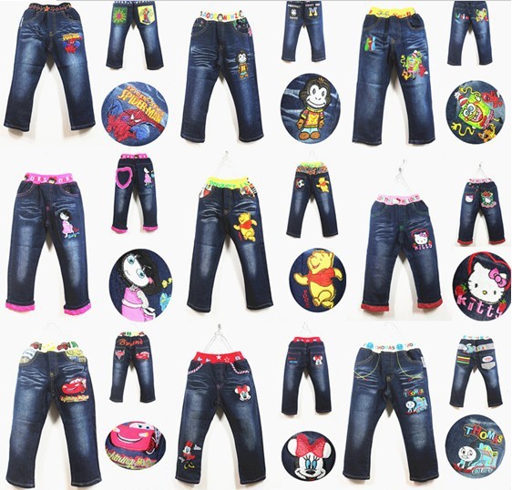 Free shipping 5pcs/lot 2012 baby boy/girl jeans style pants cool slim pants new design trousers children skinny soft wear