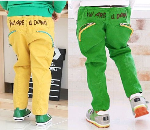 free shipping 5pcs/lot  2012 new arrival childre/boy autumn long casual letter pants  with pocket 2colors