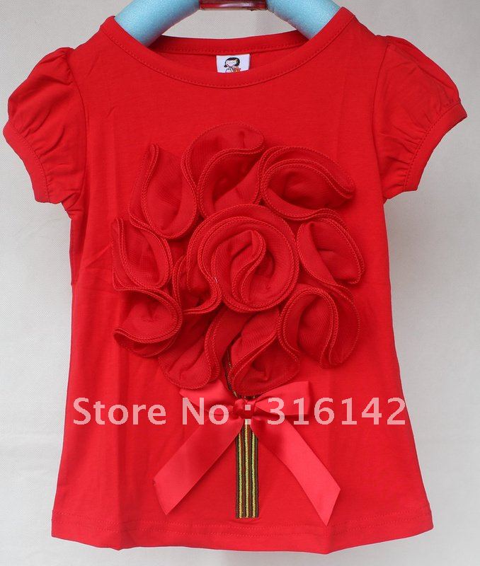 Free shipping 5pcs/lot, 2012 new girls short sleeve t-shirt baby t-shirt baby will very like B-05 pink