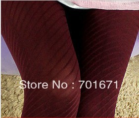 Free Shipping 5pcs/lot Autumn and winter velvet slanting stripe spiral black meat thick basic pantyhose stockings V3769