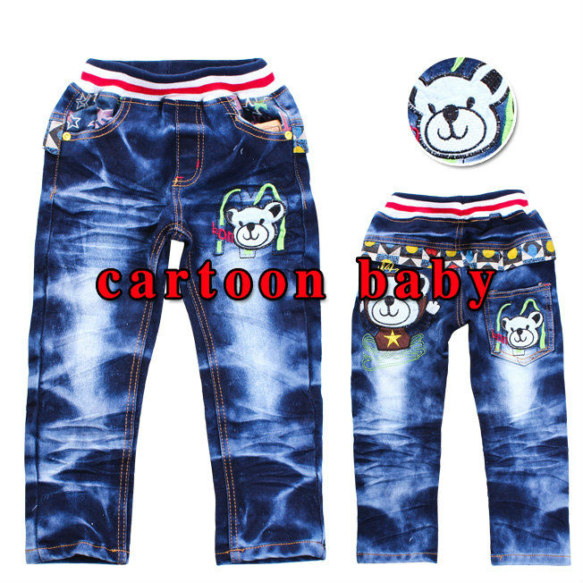 Free shipping 5PCS/Lot Baby Girls Slim long Pants,Kids Trousers,cartoon Design Girls ,baby spring autumn Jeans Water Wash