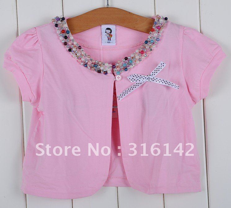 Free shipping 5pcs/lot baby short sleeve T-shirts flower t shirt girls t-shirt 6179-1 pink