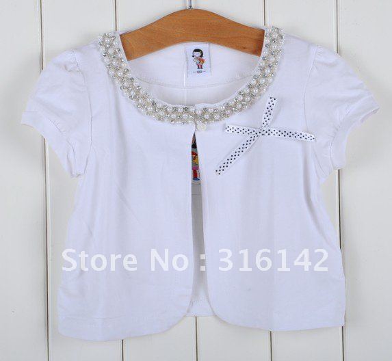 Free shipping 5pcs/lot baby short sleeve T-shirts flower t shirt girls t-shirt 6179 white