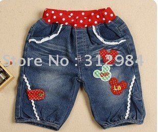 Free shipping--5PCS/lot Children Jeans /Girls' short pants  for jeans/Fashion Pants