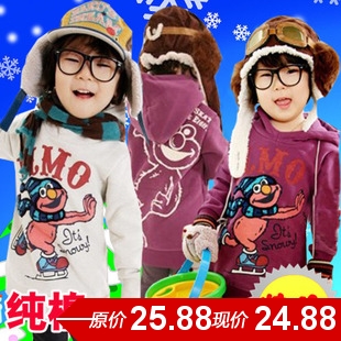 Free shipping 5pcs/lot Children's clothing size100-140 winter male child female child thick outerwear clown sweatshirt u 0