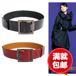 free shipping 5pcs/lot G072 square toe women's genuine leather japanned leather brief wide buckle quality belt cummerbund