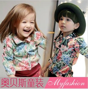 Free Shipping! 5pcs/lot girl's shirts childrens tops kid's t shirts floral patterns shirts
