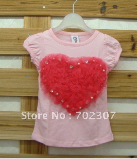 Free Shipping 5pcs/lot high quality , baby t-shirts, Fashion Kids tee Children Top pink B0014