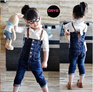 Free shipping 5pcs/lot kids 90-130cm children wear pants children clothing girls&boys beautiful overalls popular jeans