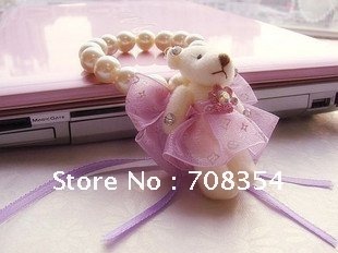 Free shipping!5pcs/lot Mini Bear Pearl Chain Bracelet/Bride Hand Flower Trinket/Bridesmaid Stunt Flower (Mix Colors)