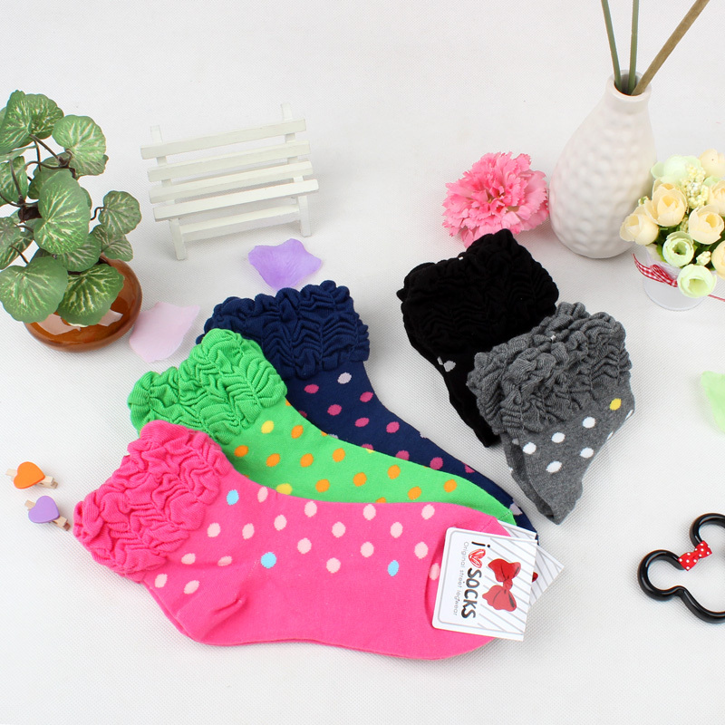 Free Shipping 5pcs/lot mixed color 100% cotton bubble dot mid waist socks casual socks candy socks V3774