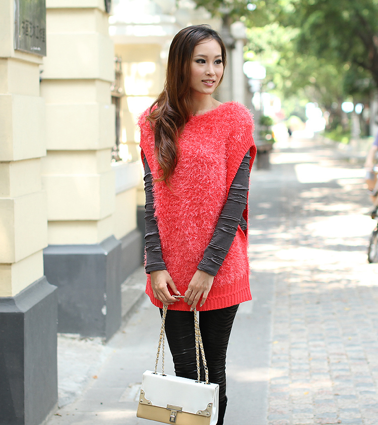 Free shipping 5pcs/lot Plus size long design loose wool knitted big cuff vest waistcoat 8635