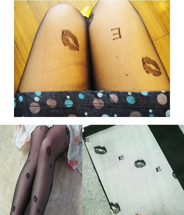 Free shipping 5pcs/lot Sexy Lips and Letters Mesh Stockings / Leggings,Women's Fishnet Pantyhose,Black Rayon Stockings