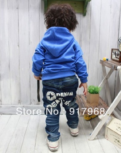 free shipping 5pcs/lot star letter printing boys girls jeans kids pant Children trouser Korean straight style denim jeans