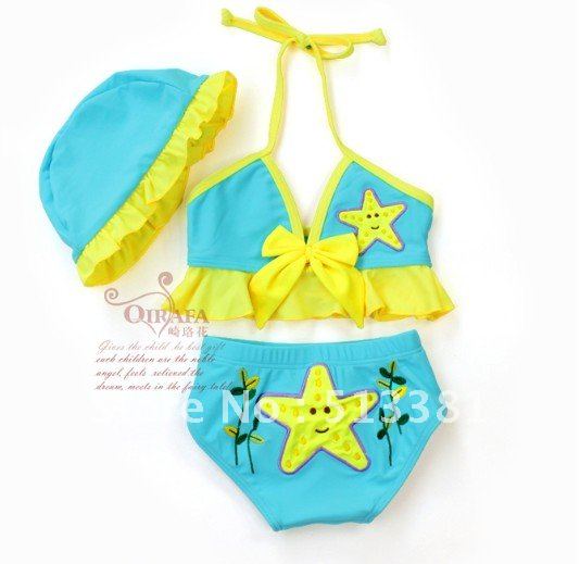 Free Shipping 5pcs/lot Starfish Girl's Bikini Swimming Suits Kids Swimwear GL-003