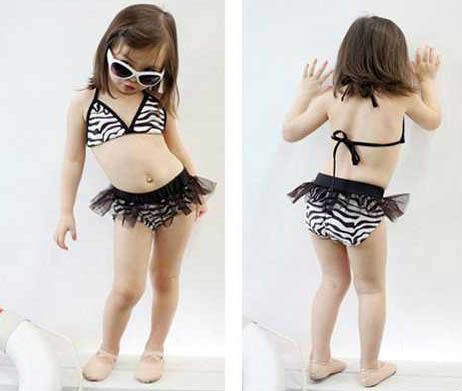 Free shipping! 5pcs/lot, Zebra Stripe children swimwear, mini skirt separate baby swimsuit, cute girl bikini bathing suit