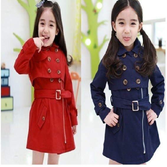 Free shipping (5pieces/lot)  Children's girl dust coat 2 cover girl dust coat + shawl girl coat girl coat