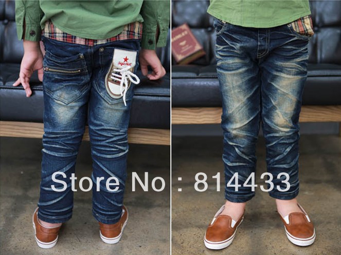 Free shipping(5pieces/lot)children's girl's Jeans boy's jeans crumple design cowboy trousers 100-140cm in stock