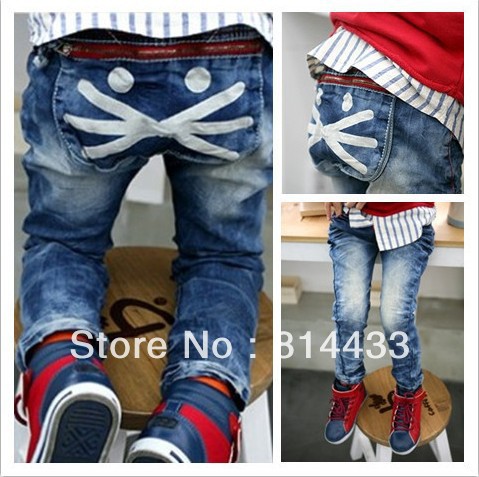 Free shipping(5pieces/lot)children's Jeans boy's  jeans kitty design cowboy trousers 110-150cm in stock