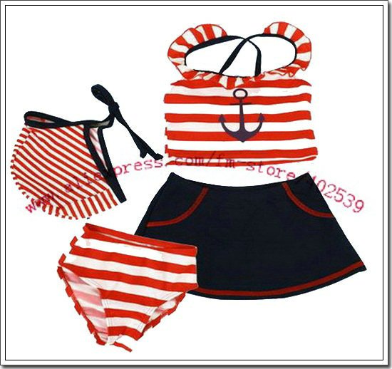 Free Shipping 5sets/lot Baby Girls' Swimsuit(4pcs),Children Swimwear,Baby Girl's Tankins,Kid Beachwear,Salior Design