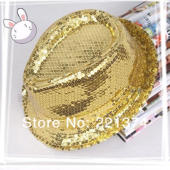 Free shipping 6 colors hot  sale  fashion  show  paillette  billycock hat  necessary for stage performance hat  fedora hat 034