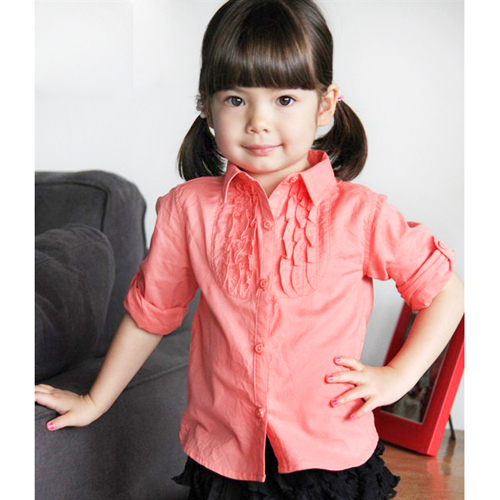 Free shipping 6 pieces/lot  cotton girl Children's shirt spring and autumn  long-sleeve