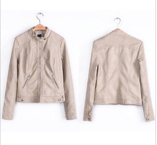Free shipping! 6 sizes can be choose Women's Short Slim  Collar Washing pu leather zip-up jacket,10 pcs/lot