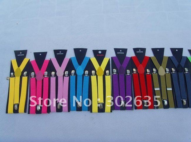Free shipping 600 pcs/lot Clip on Adjustable Braces Candy Suspender Unisex Pants Y-back elastic Suspender Braces
