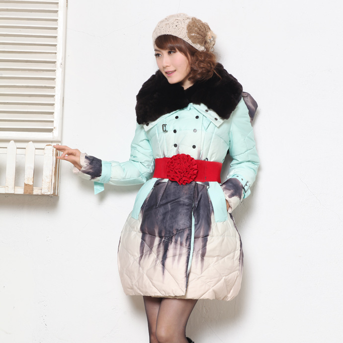 Free Shipping, 6080 zy noble rabbit fur fashion thickening down coat 329